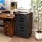 7-Drawer Tall Organizer Cabinet with Cut-Out Handles and Swivel Wheels Ideal for Bedroom and Office